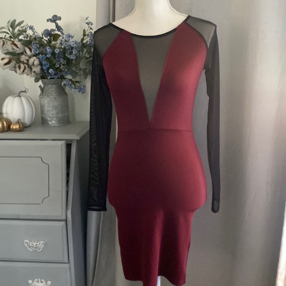 Burgundy mini dress